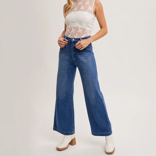 Tummy Control Cropped Wide-Leg Jeans