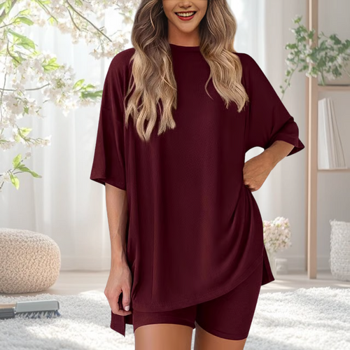 Summer Casual Oversized Shirts Shorts Matching Women's Two Piece Lounge Set