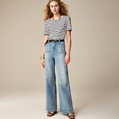 High-Waisted Wide Leg Denim Pants